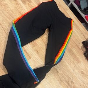 Spiritual Gangster Leggings with rainbow trim on sides! Size XS